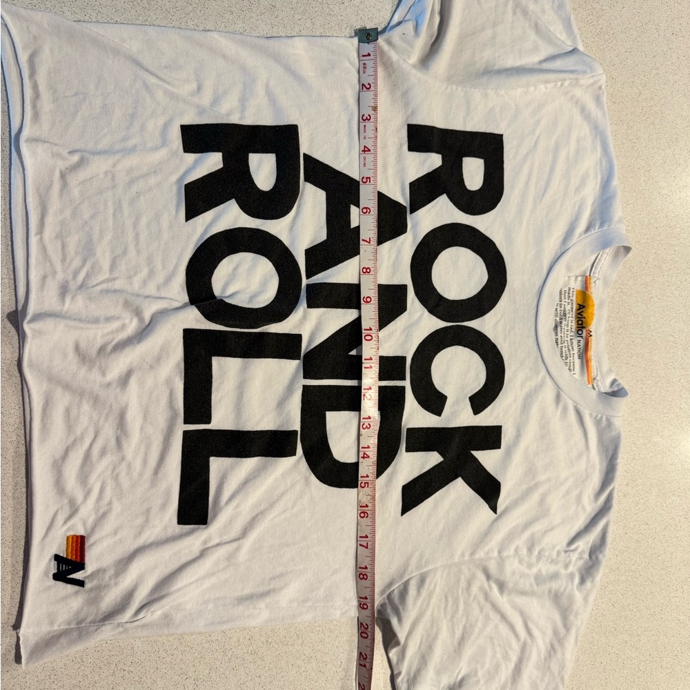 🌈 Aviator Nation Rock and Roll crop T-Shirt - White